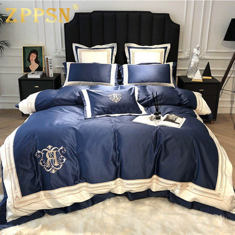 Italy ZPPSN bed four-piece cotton European light luxury plush cotton embroidery quilt cover Cotton bedding