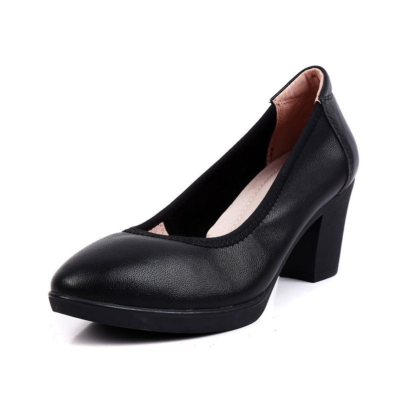 Professional Shoes, Genuine Leather Work Shoes for Women, Black Etiquette Shoes, Thick Heel, High Heel 6cm, Thick Sole, Waterproof Platform Women's Shoes, Formal Leather Shoes