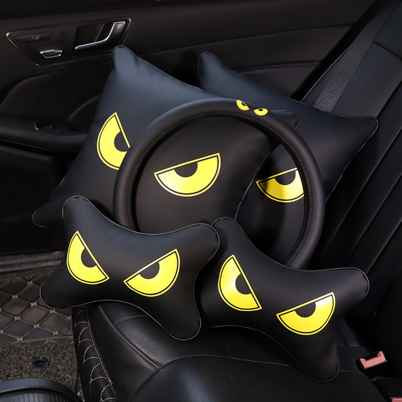 Cartoon car seat neck pillow four seasons universal cute female car headrest lumbar support pillow pillow car pillow