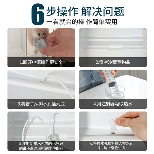 Холодильник Дрейдж Дренажные отверстия Накопление воды заблокировало водяной канал очистки и очистки пятилетнего набора глазурь