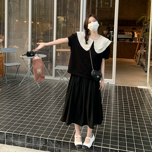 马西西 Кукла для отдыха, дизайнерская футболка с коротким рукавом, кукольный воротник, свободный крой, тренд сезона