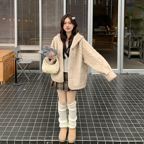 [Вентиляторы домашних животных дают скидку] Masxi Micro MM имитация норка бархатный мех сгущенный мех встроенный шерсть с капюшоном с капюшоном