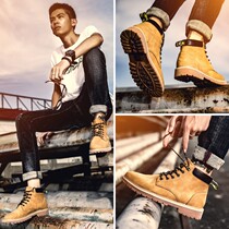 Martin Boots Male High Help Spring Trend 100 Hitch to help men Inn wind Rhubarb Boots Tooling Shoes Boots Spring