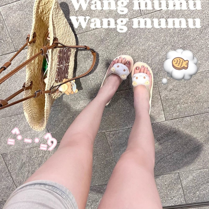 Marshmallow Cat Flip-Flops ~ Girly and Cute Wedge Heels, Versatile Soft-Soled Non-Slip Vacation Beach Sandals