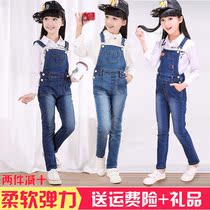 Childrens clothing 2021 girls denim straps spring and autumn childrens shorts spring suspenders trousers