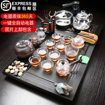 Wu Jinshi tea tray automatic induction cooker integrated set of Kung Fu tea set Household embedded tea table tea sea