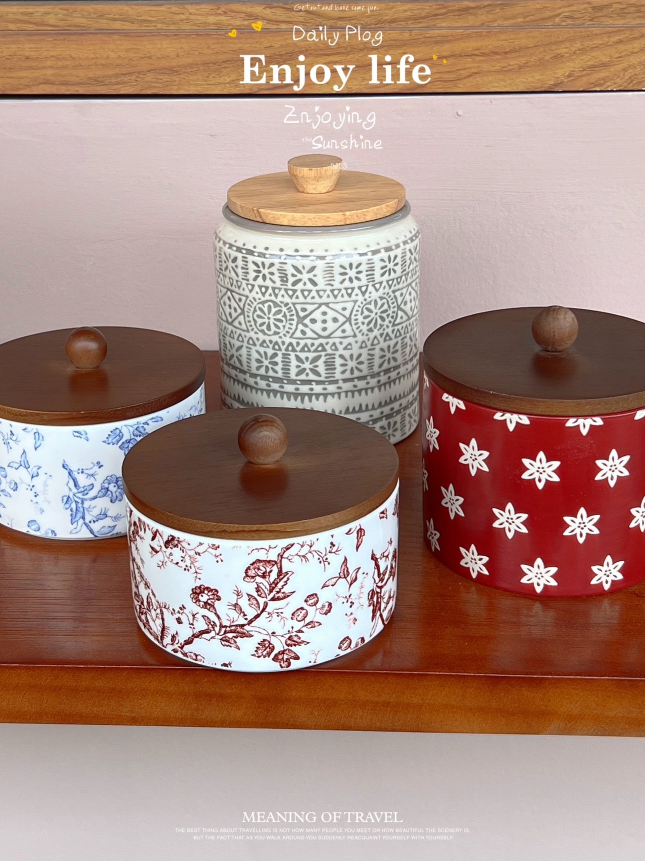 Pleasant Lemon Food with lid storage tank Foreign trade Foreign Trade Containing Sealed Bottle Ceramic Hand-painted Solid Wood Cover Ritual Sensation Spot-Taobao