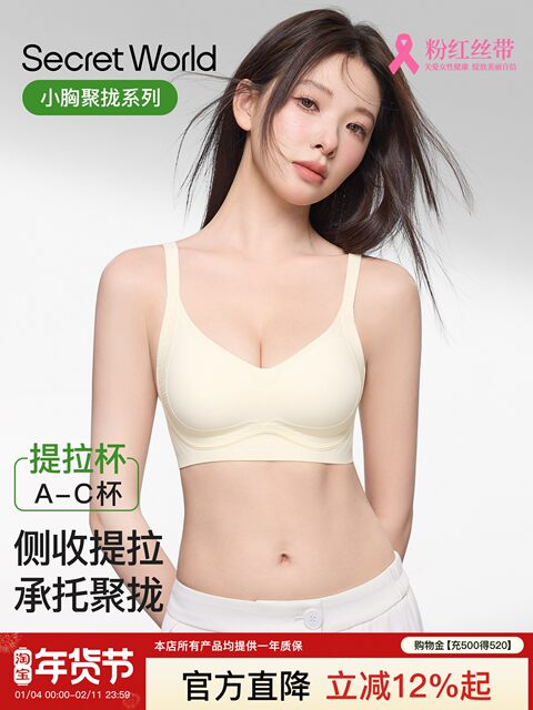 SecretWorld Underwear Women's Small Breast Gathering and Lifting Seamless Secondary Breast Reduction and Anti-Sagging 2025 New Bra