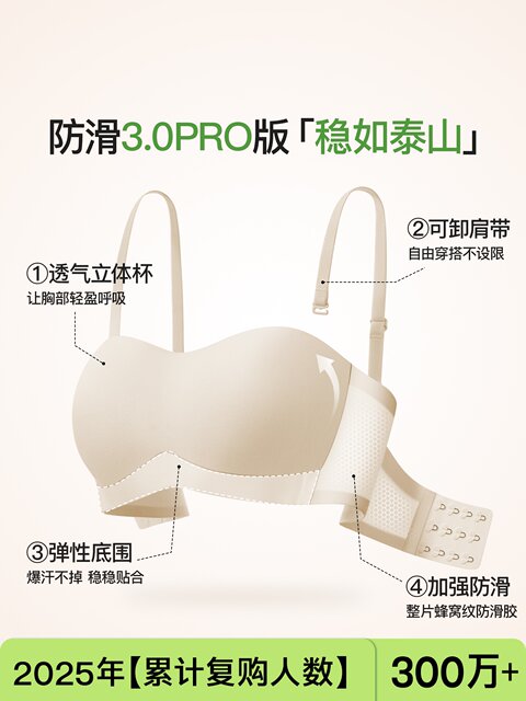 Secretworld Strapless Bra for Women, Push-Up for Small Busts, Invisible, Non-Slip, Seamless, Beautiful Back, Bandeau Bra