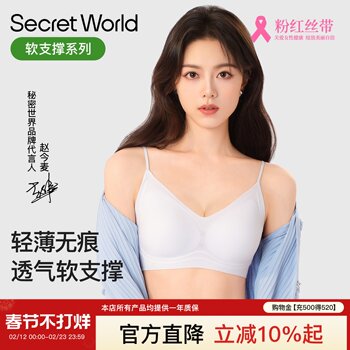 Zhao Jinmai's Same Style~Secretworld Women's Underwear for Small Busts, Seamless Invisible Thin Straps, Beautiful Back Bra