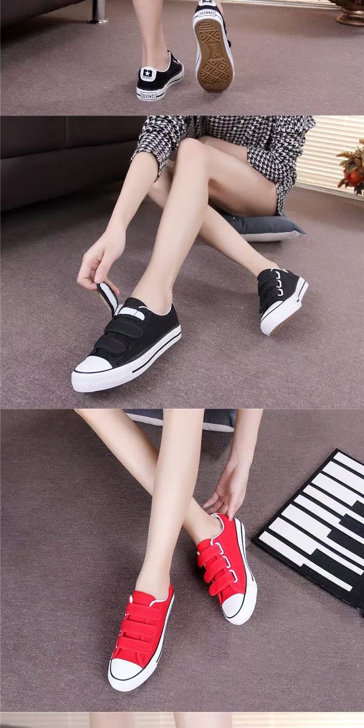 2018 Velcro Phiên bản tiếng Hàn của học sinh trung học cơ sở bằng vải canvas giay bitis nữ