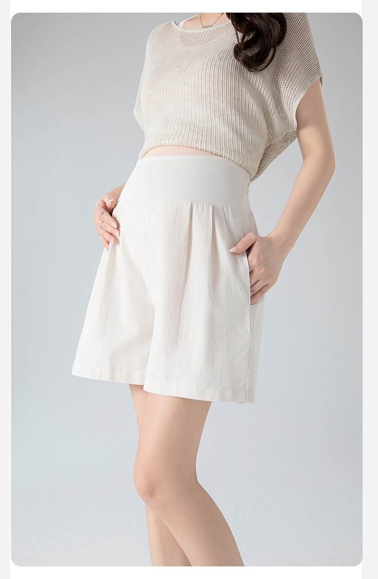 孕妇短裤夏薄款弹力高腰产前产后可穿天丝棉侧口袋阔腿外穿孕妈裤 — 16