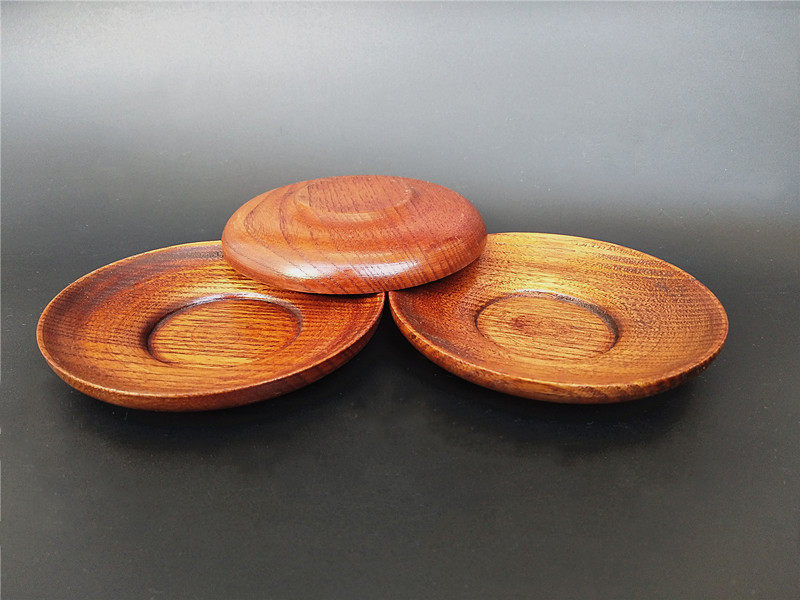 Creative wooden saucer tea house round tray round saucer wooden tray saucer coaster small wooden saucer snack dish