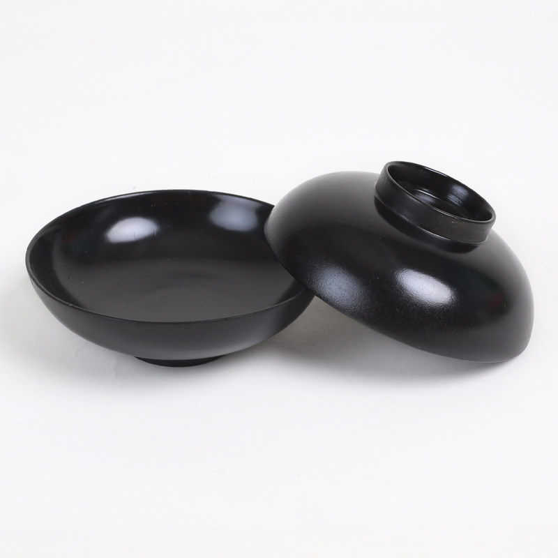 Black wooden plate round creative solid wood Japanese plate home bone plate dried fruit plate for fruit plate tea saucer lacquerware plate