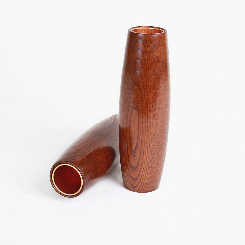 Solid wood vase ornaments sour jujube wood vase desktop wooden flower arrangement drying flower vase porch lacquer vase