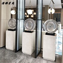 Abstract sculpture transparent resin round time needle ornaments hotel living room porch model house decoration home art