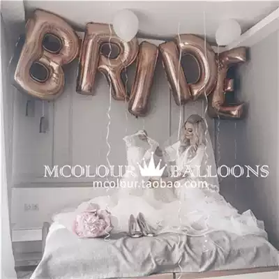 Wedding photo balloon party layout big letter rose gold wedding wedding wedding wedding room bride room decoration big balloon