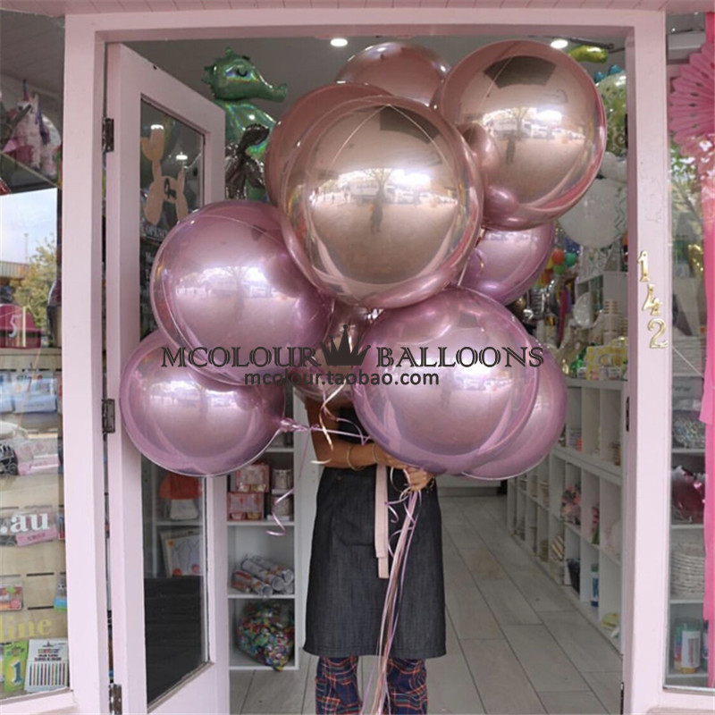 4D perfect circle aluminum foil balloon wedding birthday party opening decoration decorative mirror solid color aluminum film 3D magic ball