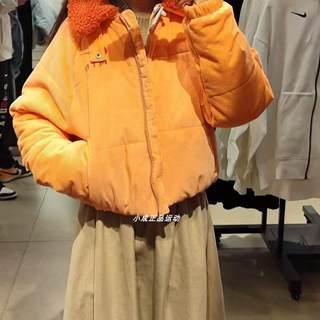 耐克Nike Air女短款棉服秋冬宽松翻领拼接灯芯绒保暖外套 DQ6931