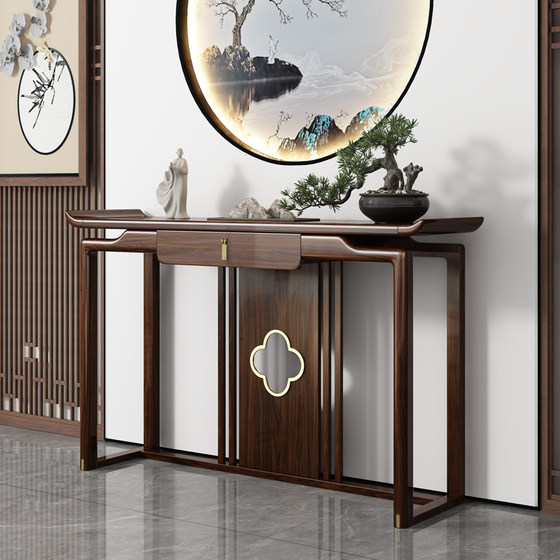 New Chinese style entrance table ebony wood strip case living room entrance door against the wall table case console entrance table solid wood entrance cabinet