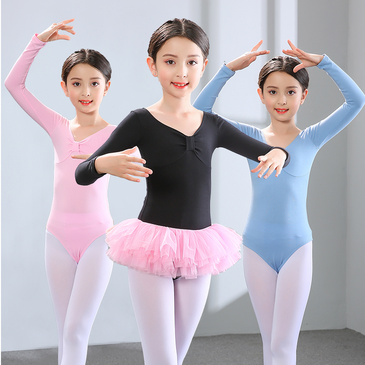 Girl Dance Suit Summer Short Sleeve Pure Cotton Practice With Children Ballet Danced Skirt Chinese Dance Test Body Clothes