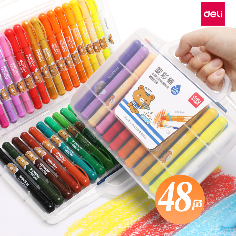 Able wax pen Child safe and non-toxic washable spin dazzling water soluble paintbrush Colour pen 24 color 36 color 48 color 48 color Kindergarten hand painted and easy to rub oil painting stick children safe and non-toxic