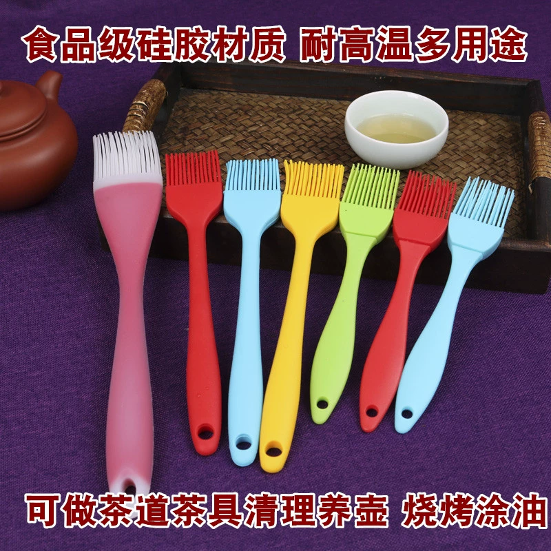 Bàn chải silicone khay trà Bộ bàn chải làm sạch bàn chải nhà bếp Bàn chải silicone nhỏ Bàn chải gia đình chịu nhiệt độ cao Bàn chải dầu không thể làm mất bàn chải tóc - Trà sứ