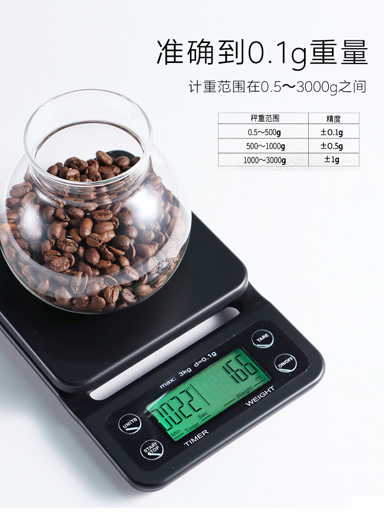 Far Shore hand-brewed coffee electronic scale Multi-function can be timed accurate weighing display Bar kitchen digital scale