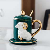 Creative Couples Cup 12 Constellation Mug with Cover Spoon Boys and Girls Cup Coffee Cup Birthday Gift