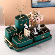 Creative tea table tissue box light luxury decoration high-end drawing box set simple modern living room decoration remote control