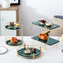 Double-layer snack shelf cold meal tea break dessert table display stand afternoon tea snack plate cake order ceramic tray