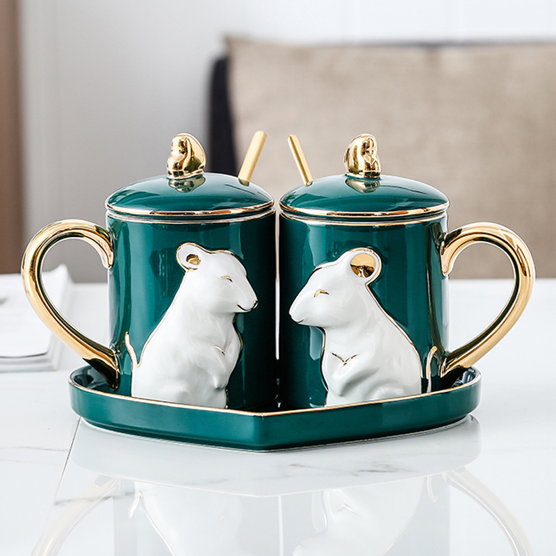 Couple cup Ceramic cup A pair of creative gifts Personality male and female zodiac cup Water cup Wedding birthday gift for the new couple