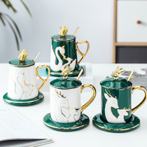 Creative couple ceramic cup coffee cup for men and women drinking tea cup personality mug with lid spoon birthday gift