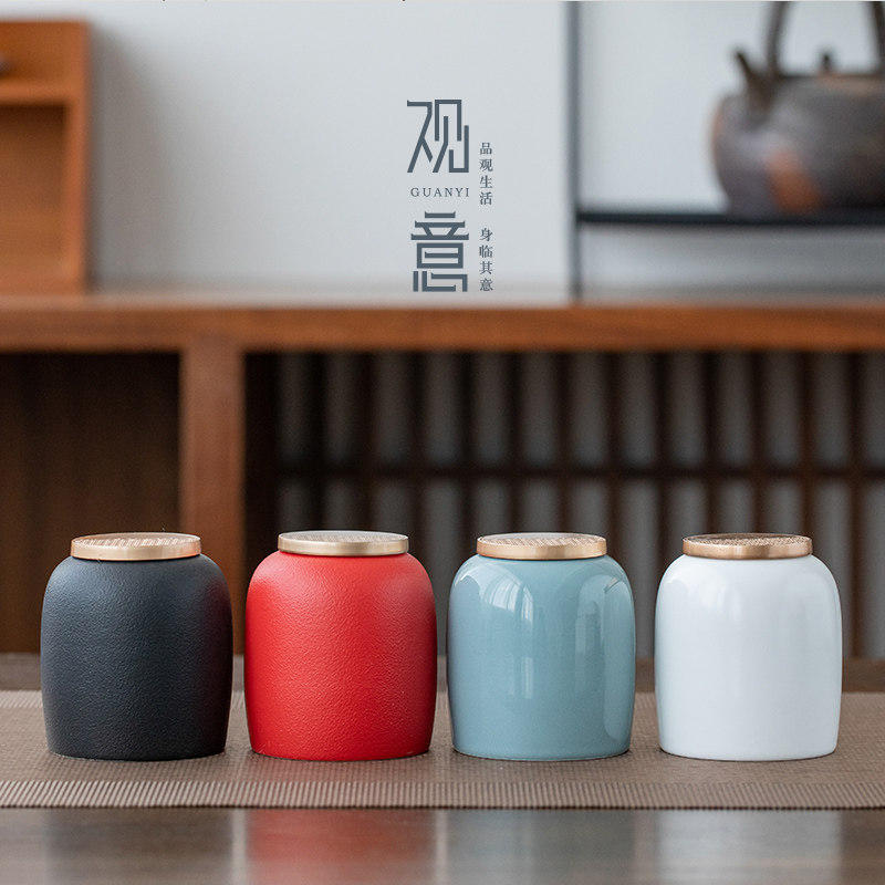 View Willi Sea Personality Customized Ceramic Tea Leaf Tank Travel Portable Hermetic Moisture-proof Small tea jar Home Tea bin-Taobao
