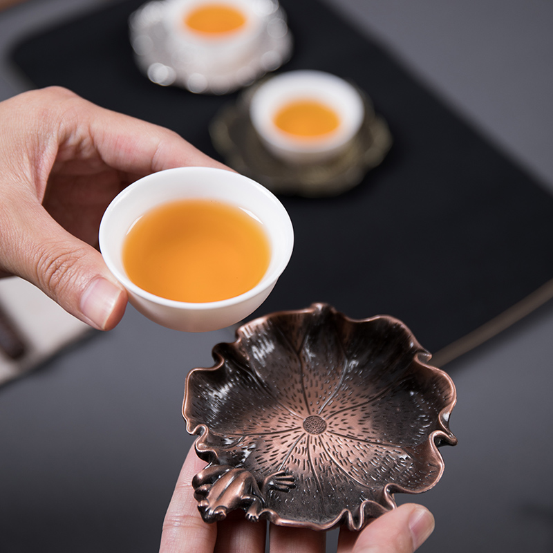 Hin reputation | ceramic creative cup mat 23 manual pure copper contracted insulating glass cup mat tea accessories restoring ancient ways