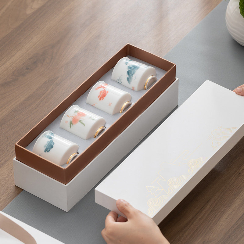 Defied White Porcelain Tea Cup Home Tasting Cup Goat Fat Jade Hand-painted Tea Cup Personal Mug Single Cup Kung Fu Tea Set Group