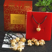 Lady Shakin in Vietnam Lock Bone Apple Pendant Necklace Gift Box Brass Electric Gilded Christmas Apple Gift