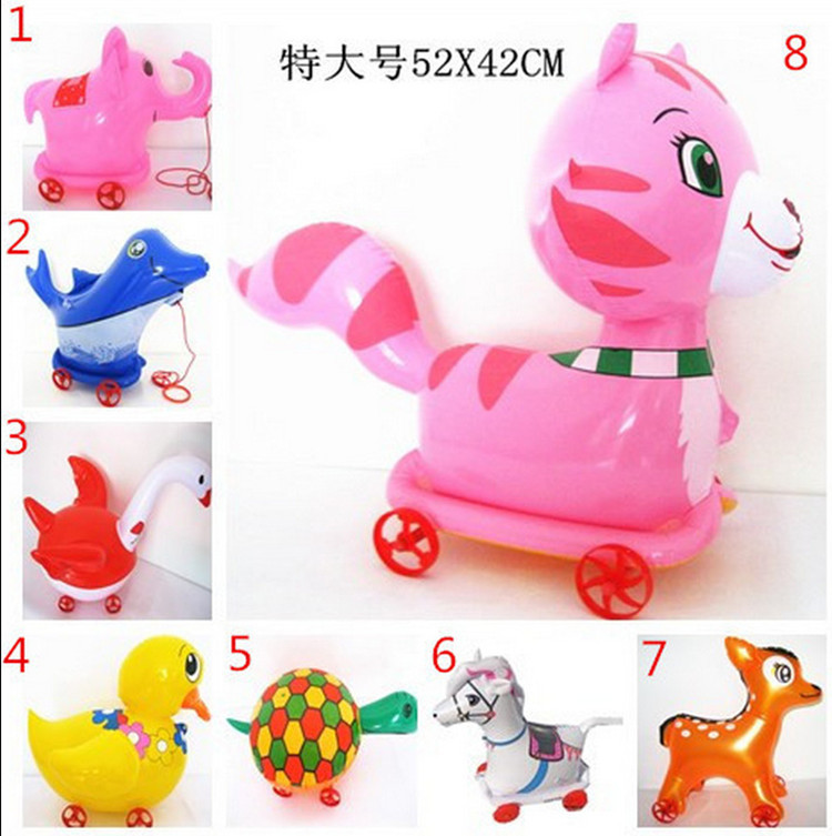 Child Pull Rope Balloon Toy with wheels wheel wheels Wheels Wheel wheels Wheels Wheels inflatable Loads Animals Small Pull Carts Stall-Taobao