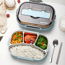 304 stainless steel office workers lunch box separation type childrens primary school students lunch box portable insulation with cover grid plate