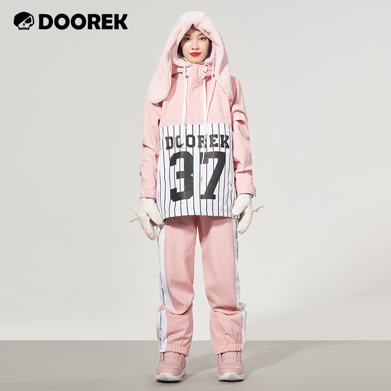 DoOREK mushroom head healing department 20 new Korean version pink ski suit pants suit waterproof and breathable