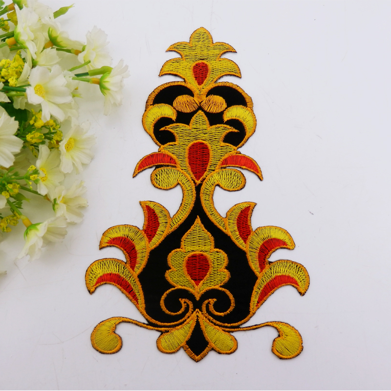 New products acting out of clothing accessories Cartoon Gown ancient dress ethnic embroidered cloth with cracked hole patch size 3825 bronzed flowers