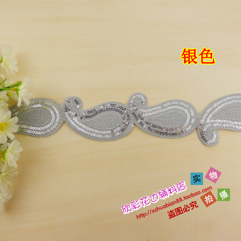 Silver & One PriceNew products   perform clothes decorate patch Cloth Decal   Embroidery Sequins Sliver Flower paste Ironing   7072 # Hot stamping
