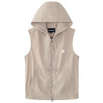 FILA FUSION Fila trendy brand woven vest for women 2024 autumn new casual loose hooded sleeveless jacket
