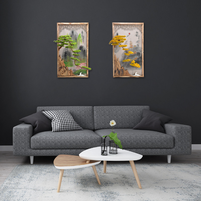 New Chinese Greeting Guest Pine Modern Minimalist Home Nordic Decoration Living Room Sofa Background Wall Decoration Painting Fresco Hanging Painting
