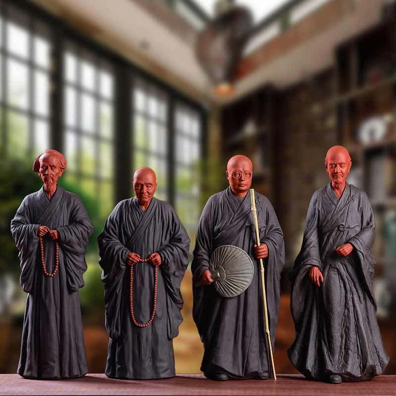 Ink-dyeing and fragrant Ming family of famous Chinese Ceramics Four High Monk Zen decoration Decorative Pendulum of the Imaginary Clouds of the Imaginary Clouds of Taivanihiro