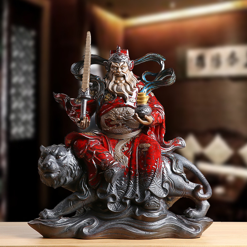 Ink-dyeing and fragrant martial arts god Zhao Gong Ming ride a tiger like a statue of the statue of the god statues of the god Buddha craftsmanship gifts