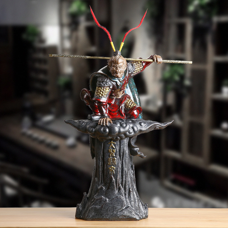 Ink dyed-stained ceramics Sun Wukong Qi Tiandao returned craftsmanship decoration office home decoration living room study