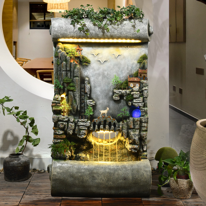 Creative large floor swing piece Fake Mountain Trick-to-Flow Water Instrumental Fountain Hotel Clubhouse Decorations Open Gift