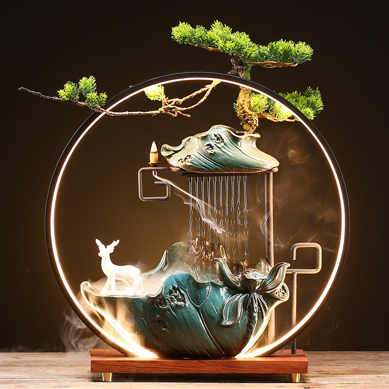 Creative Living Room Circulating Flowing Water Generates Wealth Landscape Fountain Humidifier Lucky Office Home Decoration Opening Gift