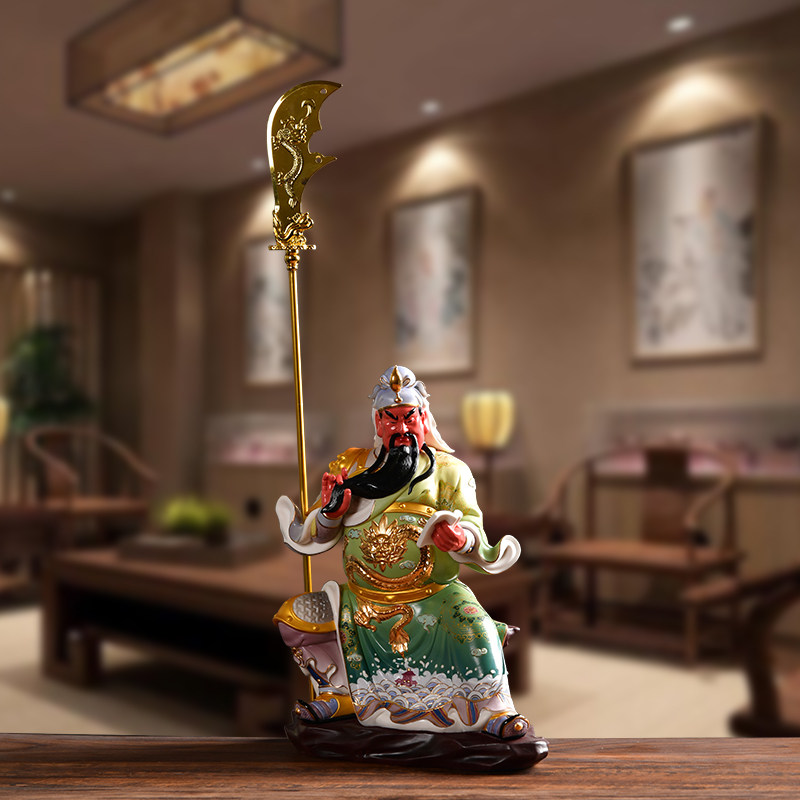 Reading Books Guan Public Pendulum Pieces Ceramics Guan Gong Statues Wu Chao-shen Guan Down Night Read Spring Autumn Home Living Room Genguan Craftsmanship Gifts Swing Accessories